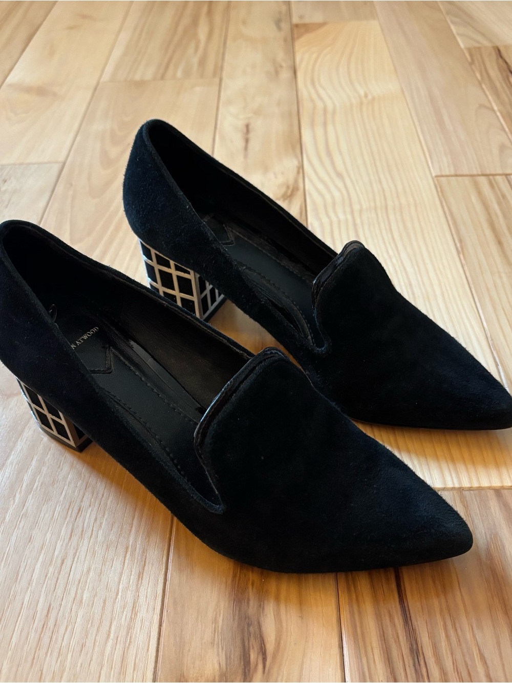 Brian Atwood Kendal Black Suede Silver Caged Block Heels
